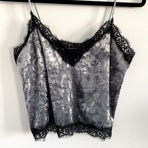 Velvet and Lace Gray Crop Tank